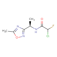Chemical structure of 2-chloro-2-fluoro-N-[(1R)-1-(5-methyl-1,2,4-oxadiazol-3-yl)ethyl]acetamide - CSSB21332054943