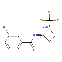Chemical structure of rac-3-bromo-N-[(1R,2R)-2-(trifluoromethyl)cyclobutyl]benzamide - CSSB02502215053