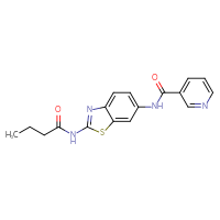 Chemical structure of N-(2-butanamido-1,3-benzothiazol-6-yl)pyridine-3-carboxamide - CSSB00105323262