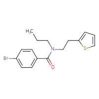Chemical structure of 4-bromo-N-propyl-N-[2-(thiophen-2-yl)ethyl]benzamide - CSSB02043312890