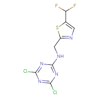 Chemical structure of 4,6-dichloro-N-{[5-(difluoromethyl)-1,3-thiazol-2-yl]methyl}-1,3,5-triazin-2-amine - CSSB03463308739