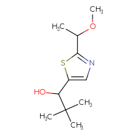 Chemical structure of 1-[2-(1-methoxyethyl)-1,3-thiazol-5-yl]-2,2-dimethylpropan-1-ol - CSSB20605288457