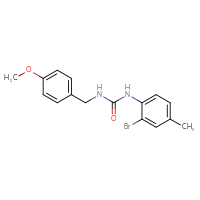Chemical structure of 1-(2-bromo-4-methylphenyl)-3-[(4-methoxyphenyl)methyl]urea - CSSB00105563426