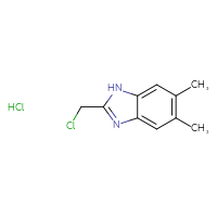 Chemical structure of 2-(chloromethyl)-5,6-dimethyl-1H-1,3-benzodiazole hydrochloride - CSSB14929131272
