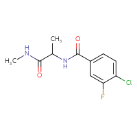 Chemical structure of 2-[(4-chloro-3-fluorophenyl)formamido]-N-methylpropanamide - CSSB01998642599