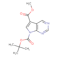 Chemical structure of 7-tert-butyl 5-methyl 7H-pyrrolo[2,3-d]pyrimidine-5,7-dicarboxylate - CSSB21332129618