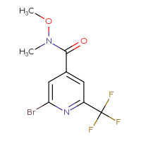 Chemical structure of 2-bromo-N-methoxy-N-methyl-6-(trifluoromethyl)pyridine-4-carboxamide - CSSB21151594282