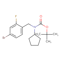 Chemical structure of tert-butyl N-[(4-bromo-2-fluorophenyl)methyl]-N-cyclopentylcarbamate - CSSB00015193245