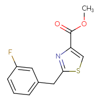 Chemical structure of methyl 2-[(3-fluorophenyl)methyl]-1,3-thiazole-4-carboxylate - CSSB00006414440