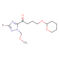 Chemical structure of 1-[3-bromo-1-(methoxymethyl)-1H-1,2,4-triazol-5-yl]-4-(oxan-2-yloxy)butan-1-one - CSSB00150719238