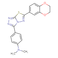 Chemical structure of 4-[6-(2,3-dihydro-1,4-benzodioxin-6-yl)-[1,2,4]triazolo[3,4-b][1,3,4]thiadiazol-3-yl]-N,N-dimethylaniline - CSSB00121624233