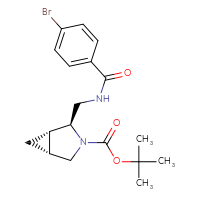 Chemical structure of tert-butyl (1S,2S,5R)-2-{[(4-bromophenyl)formamido]methyl}-3-azabicyclo[3.1.0]hexane-3-carboxylate - CSSB05798164582