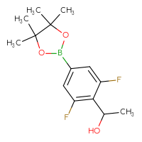 Chemical structure of 1-[2,6-difluoro-4-(4,4,5,5-tetramethyl-1,3,2-dioxaborolan-2-yl)phenyl]ethan-1-ol - CSSB00132307445