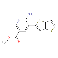 Chemical structure of methyl 6-amino-5-{thieno[3,2-b]thiophen-2-yl}pyridine-3-carboxylate - CSSB06583409868