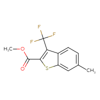 Chemical structure of methyl 6-methyl-3-(trifluoromethyl)-1-benzothiophene-2-carboxylate - CSSB21103684272
