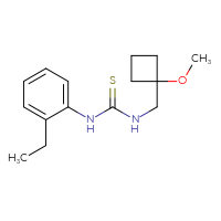 Chemical structure of 1-(2-ethylphenyl)-3-[(1-methoxycyclobutyl)methyl]thiourea - CSSB02016709788