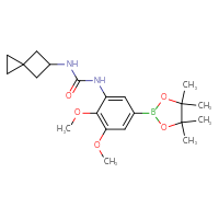 Chemical structure of 1-[2,3-dimethoxy-5-(4,4,5,5-tetramethyl-1,3,2-dioxaborolan-2-yl)phenyl]-3-{spiro[2.3]hexan-5-yl}urea - CSSB21332058776