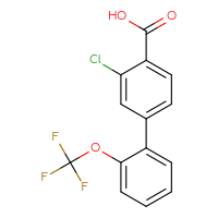 Chemical structure of 3-chloro-2'-(trifluoromethoxy)-[1,1'-biphenyl]-4-carboxylic acid - CSSB00102591955