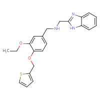 Chemical structure of [(1H-1,3-benzodiazol-2-yl)methyl]({3-ethoxy-4-[(thiophen-2-yl)methoxy]phenyl}methyl)amine - CSSB00102952061