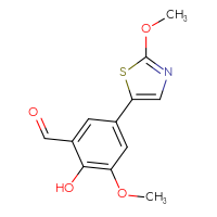 Chemical structure of 2-hydroxy-3-methoxy-5-(2-methoxy-1,3-thiazol-5-yl)benzaldehyde - CSSB21253046183
