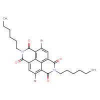 Chemical structure of 2,9-dibromo-6,13-dihexyl-6,13-diazatetracyclo[6.6.2.0⁴,¹⁶.0¹¹,¹⁵]hexadeca-1,3,8(16),9,11(15)-pentaene-5,7,12,14-tetrone - CSSB00020636227