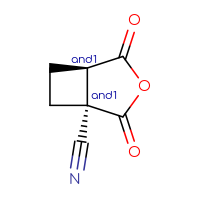 Chemical structure of rac-(1R,5S)-2,4-dioxo-3-oxabicyclo[3.2.0]heptane-1-carbonitrile - CSSB20620686766
