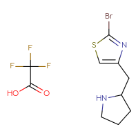 Chemical structure of 2-bromo-4-[(pyrrolidin-2-yl)methyl]-1,3-thiazole; trifluoroacetic acid - CSSB14948340907