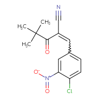 Chemical structure of 2-[(4-chloro-3-nitrophenyl)methylidene]-4,4-dimethyl-3-oxopentanenitrile - CSSB00025734274