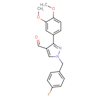 Chemical structure of 3-(3,4-dimethoxyphenyl)-1-[(4-fluorophenyl)methyl]-1H-pyrazole-4-carbaldehyde - CSSB00020594705