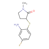 Chemical structure of 3-[(2-amino-4-fluorophenyl)sulfanyl]-1-methylpyrrolidin-2-one - CSSB00000731936