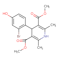 Chemical structure of 3,5-dimethyl 4-(2-bromo-4-hydroxyphenyl)-2,6-dimethyl-1,4-dihydropyridine-3,5-dicarboxylate - CSSB20539825231