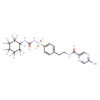 Chemical structure of N-(2-{4-[({[(1,2,2,3,3,4,4,5,5,6,6-²H₁₁)cyclohexyl]carbamoyl}amino)sulfonyl]phenyl}ethyl)-5-methylpyrazine-2-carboxamide - CSSB00159246085