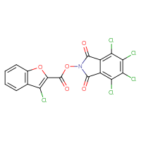 Chemical structure of 4,5,6,7-tetrachloro-1,3-dioxo-2,3-dihydro-1H-isoindol-2-yl 3-chloro-1-benzofuran-2-carboxylate - CSSB20270230269