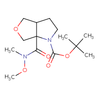Chemical structure of tert-butyl 6a-[methoxy(methyl)carbamoyl]-hexahydro-1H-furo[3,4-b]pyrrole-1-carboxylate - CSSB20574946523