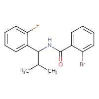 Chemical structure of 2-bromo-N-[1-(2-fluorophenyl)-2-methylpropyl]benzamide - CSSB02074501597