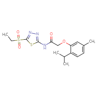 Chemical structure of N-[5-(ethanesulfonyl)-1,3,4-thiadiazol-2-yl]-2-[5-methyl-2-(propan-2-yl)phenoxy]acetamide - CSSB00121608513