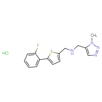 Chemical structure of {[5-(2-fluorophenyl)thiophen-2-yl]methyl}[(1-methyl-1H-1,2,3-triazol-5-yl)methyl]amine hydrochloride - CSSB00161158034