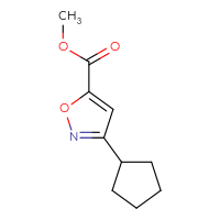 Chemical structure of methyl 3-cyclopentyl-1,2-oxazole-5-carboxylate - CSSB02516693982