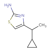 Chemical structure of 4-(1-cyclopropylethyl)-1,3-thiazol-2-amine - CSSB00013221200