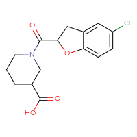 Chemical structure of 1-(5-chloro-2,3-dihydro-1-benzofuran-2-carbonyl)piperidine-3-carboxylic acid - CSSB00000753501