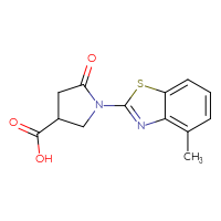 Chemical structure of 1-(4-methyl-1,3-benzothiazol-2-yl)-5-oxopyrrolidine-3-carboxylic acid - CSSB00138414755