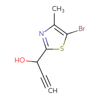 Chemical structure of 1-(5-bromo-4-methyl-1,3-thiazol-2-yl)prop-2-yn-1-ol - CSSB00116408202