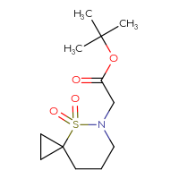 Chemical structure of tert-butyl 2-{4,4-dioxo-4λ⁶-thia-5-azaspiro[2.5]octan-5-yl}acetate - CSMB02170851458