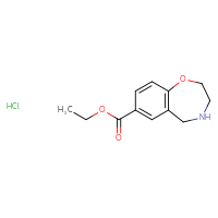 Chemical structure of ethyl 2,3,4,5-tetrahydro-1,4-benzoxazepine-7-carboxylate hydrochloride - CSSB21043417882