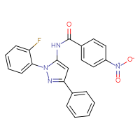 Chemical structure of N-[1-(2-fluorophenyl)-3-phenyl-1H-pyrazol-5-yl]-4-nitrobenzamide - CSSB00020618874