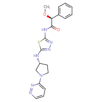 Chemical structure of (2S)-2-methoxy-2-phenyl-N-(5-{[(3R)-1-(pyridazin-3-yl)pyrrolidin-3-yl]amino}-1,3,4-thiadiazol-2-yl)acetamide - CSSB06256079325