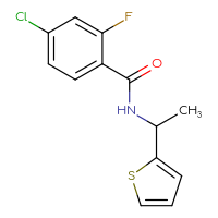 Chemical structure of 4-chloro-2-fluoro-N-[1-(thiophen-2-yl)ethyl]benzamide - CSSB00740741012