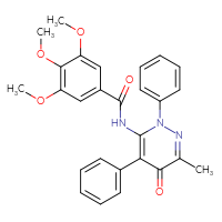 Chemical structure of 3,4,5-trimethoxy-N-(6-methyl-5-oxo-2,4-diphenyl-2,5-dihydropyridazin-3-yl)benzamide - CSSB00121610695