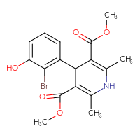 Chemical structure of 3,5-dimethyl 4-(2-bromo-3-hydroxyphenyl)-2,6-dimethyl-1,4-dihydropyridine-3,5-dicarboxylate - CSSB20539824059