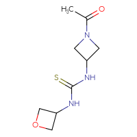 Chemical structure of 3-(1-acetylazetidin-3-yl)-1-(oxetan-3-yl)thiourea - CSSB21432445160